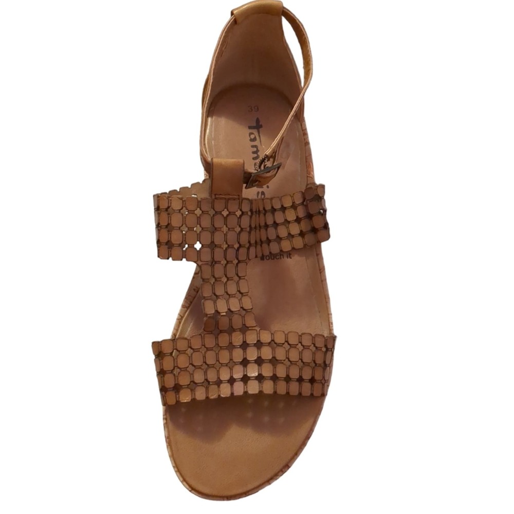 Tan Brown Comfort Sandals with Ankle Strap - Picture 2 of 6